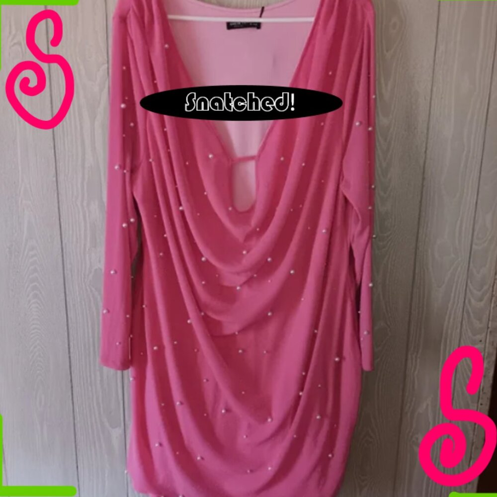 Plus size Pearls Beaded Bodycon Dress